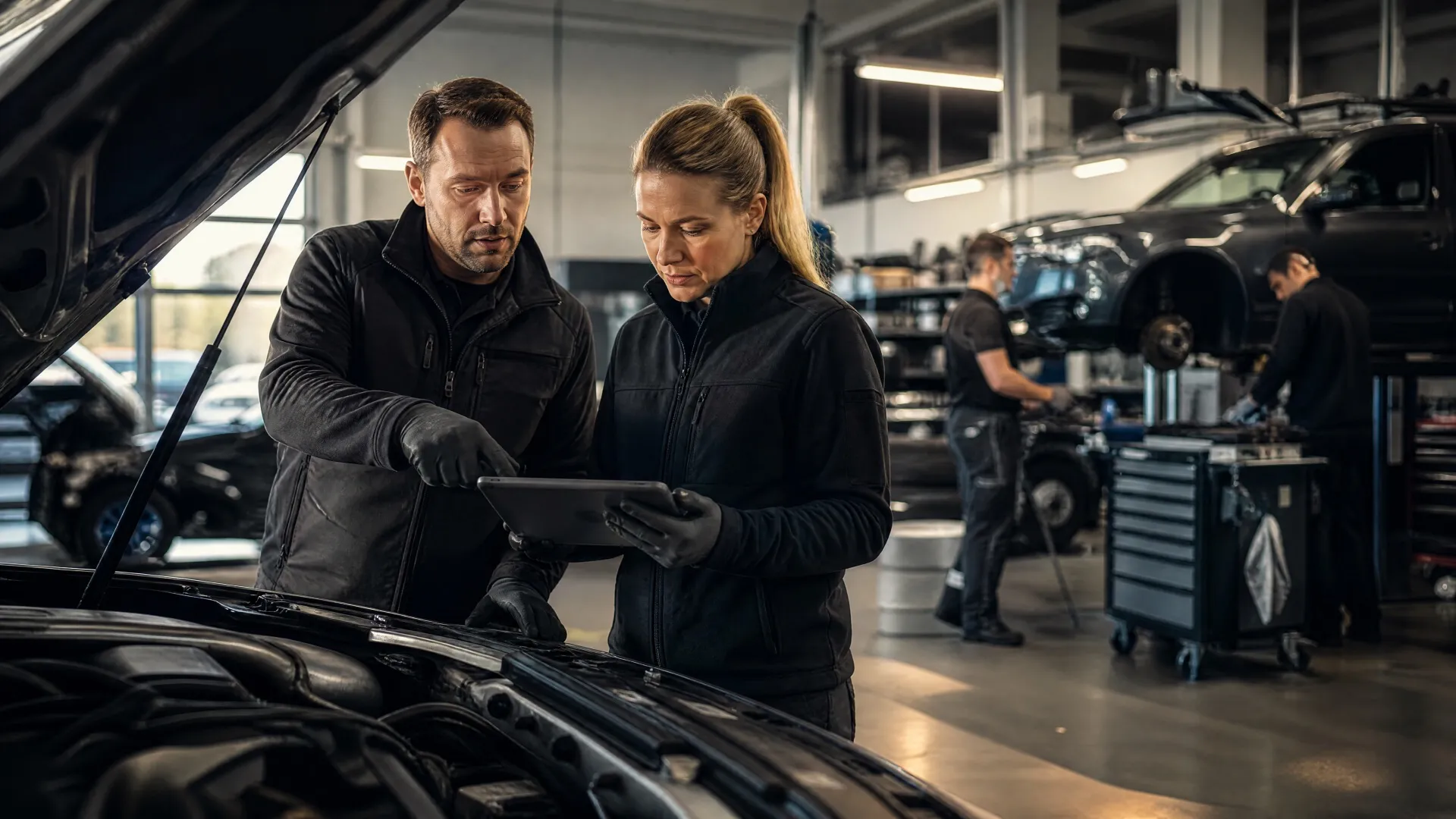 Recruitingfilm-Dreh in einer KFZ-Werkstatt mit echten Mitarbeitern