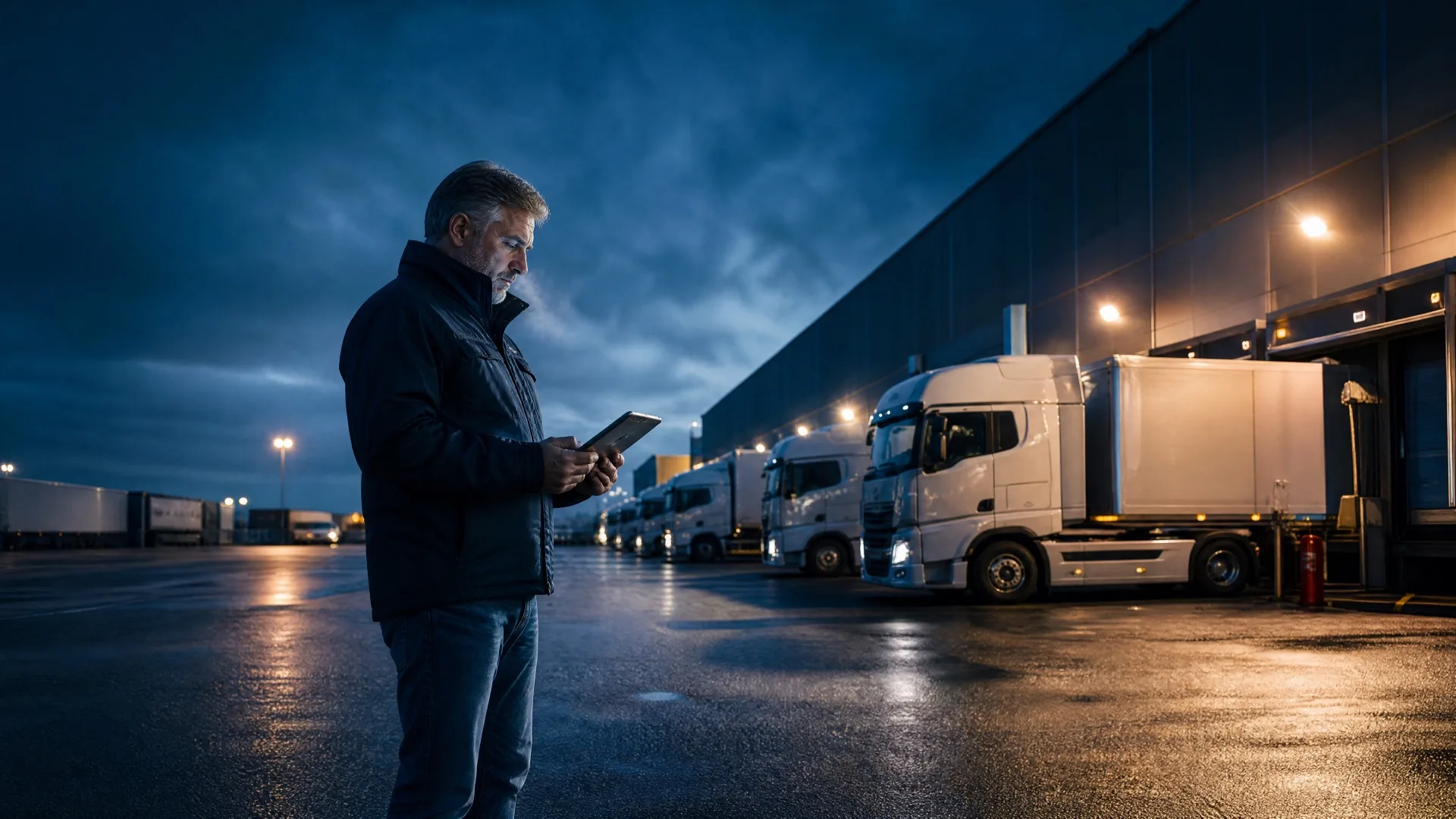 Realfilmproduktion mit einem Mitarbeiter in einer Logistikhalle